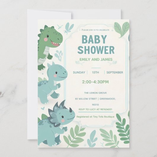 Carte de douche pour bébé garçon dinosaure modifia (Devant)