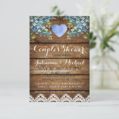 Carte de douche Rustic Blue Hydrangea & Lace Coupl (Debout devant)