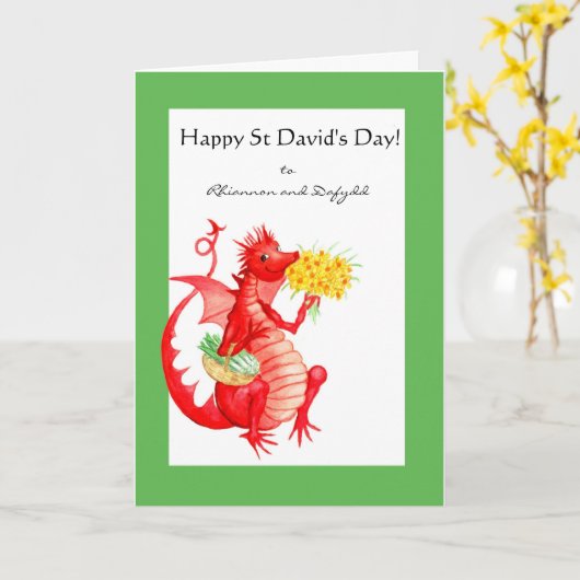Carte de dragon du jour de St David (Fleur jaune)