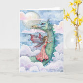 Carte de dragon fée Cloud Busting par Molly Harris (Fleur jaune)