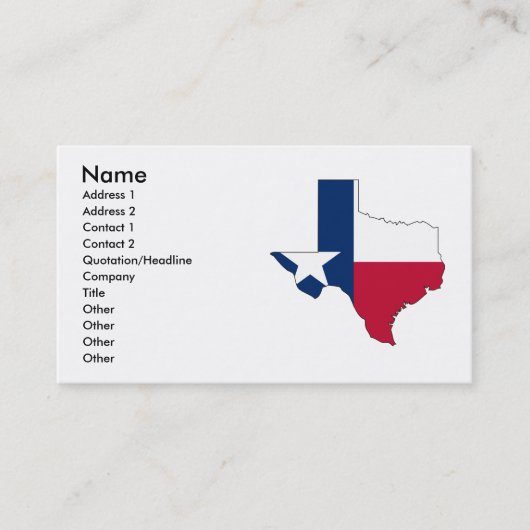 Carte de drapeau du Texas (Devant)