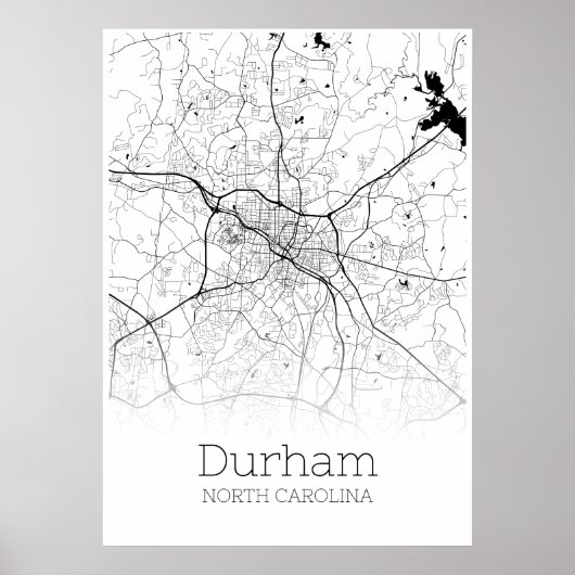 Carte de Durham - Caroline du Nord - Poster de car (Devant)