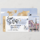 Carte de embarquement pour mariage à Paris (Devant / Derrière)