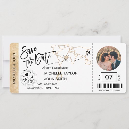 Carte de embarquement pour sauver la date Simple c (Devant)