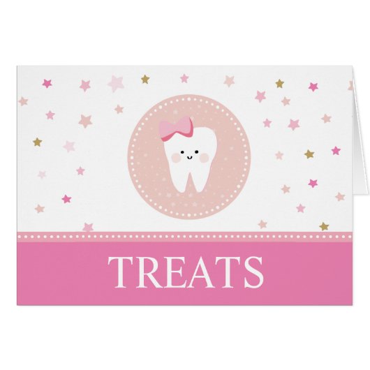 Carte de Étiquette de nourriture rose pour la fête (Devant Horizontal)