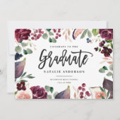 Carte de faire-part à fleurs rose bordeaux (Devant)