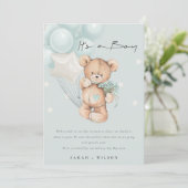 Carte de Faire-part Bébé Bleu Ours Bleu Cute (Debout devant)
