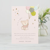 Carte de Faire-part Bébé Blonde Ours Bleu Cute (Debout devant)