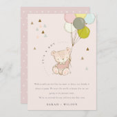 Carte de Faire-part Bébé Blonde Ours Bleu Cute (Devant / Derrière)