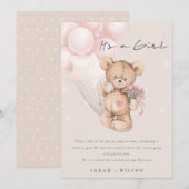 Carte de Faire-part Bébé Blonde Ours Bleu Cute (Devant / Derrière)