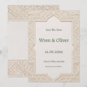 Carte de faire-part Beige Art Déco (Devant / Derrière)