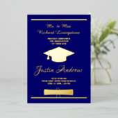 Carte de Faire-part Bleue Gold Foil (Debout devant)