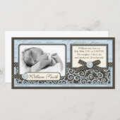 Carte de Faire-part BLU pour adolescents (Devant / Derrière)