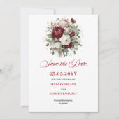 Carte de Faire-Part Chic Blush Bourgogne Or (Devant)
