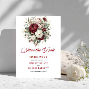 Carte de Faire-Part Chic Blush Bourgogne Or