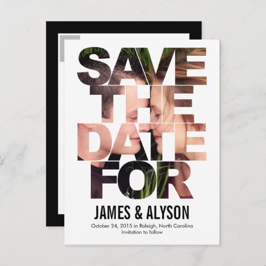 Carte de Faire-Part Chic de Date (Devant / Derrière)