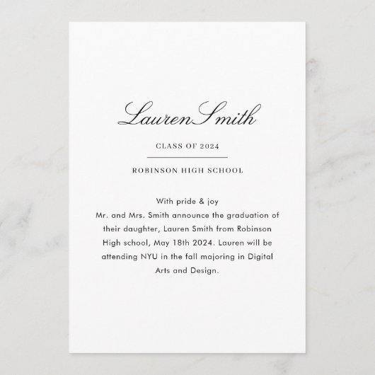 Carte de Faire-part classique moderne (Dos)