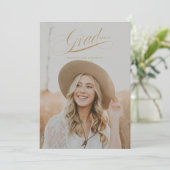 Carte de Faire-part Classy Script Graduation (Debout devant)