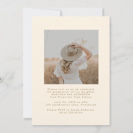 Carte de Faire-part Classy Script Graduation (Dos)