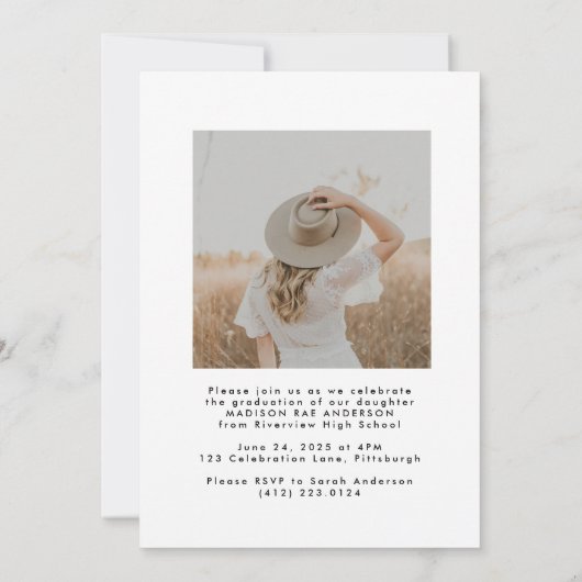 Carte de Faire-part Classy Script Graduation (Dos)