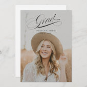 Carte de Faire-part Classy Script Graduation (Devant / Derrière)