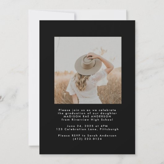 Carte de Faire-part Classy Script Graduation (Dos)