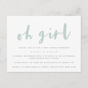 Carte de faire-part de baby shower pour fille.