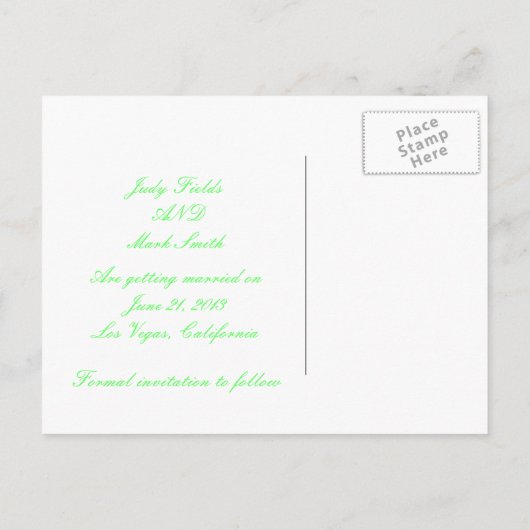 Carte de faire-part de date de Custom Hearts Lime  (Dos)