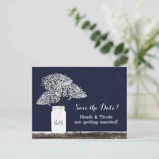 Carte de faire-part de date de mariage avec pot Ma (Debout devant)