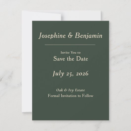 Carte de Faire-Part de Date de Mariage Minimal Élé (Devant)