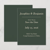 Carte de Faire-Part de Date de Mariage Minimal Élé (Devant / Derrière)