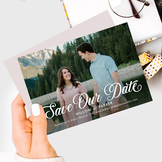 Carte de Faire-Part de Date Enregistrable à Script