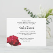 Carte de faire-part de décès à la rose rouge (Debout devant)