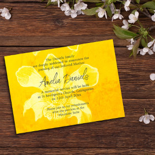 Carte de faire-part de décès à l'orchidée jaune