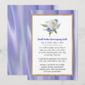 Carte de Faire-part de décès Rose blanche (Devant / Derrière)