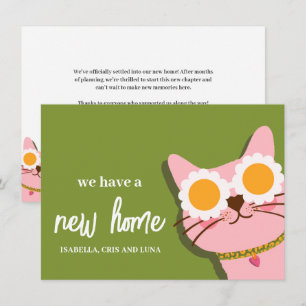 Carte de Faire-part de déménagement Chat New House