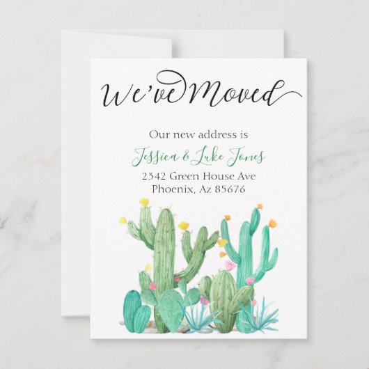 Carte de Faire-part de déplacement Cactus Succulen (Devant)