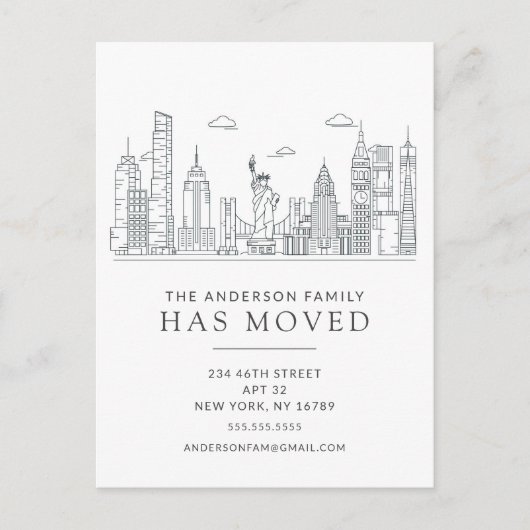 Carte de Faire-part de déplacement Cityscape de Ne (Devant)