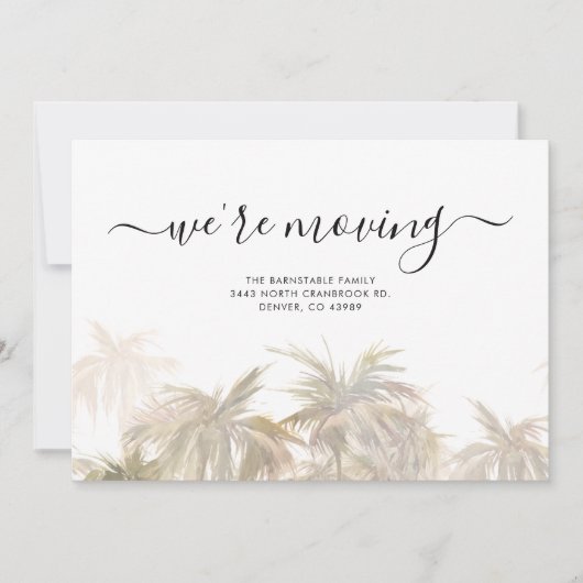 Carte de Faire-part de déplacement de script Palm (Devant)