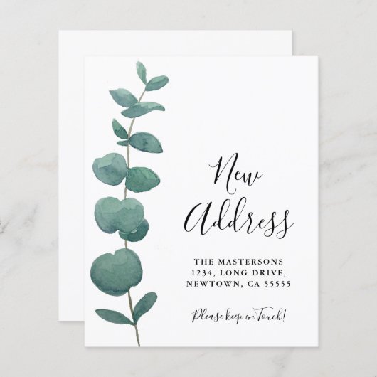 Carte de Faire-part de déplacement Eucalyptus Budg (Devant / Derrière)