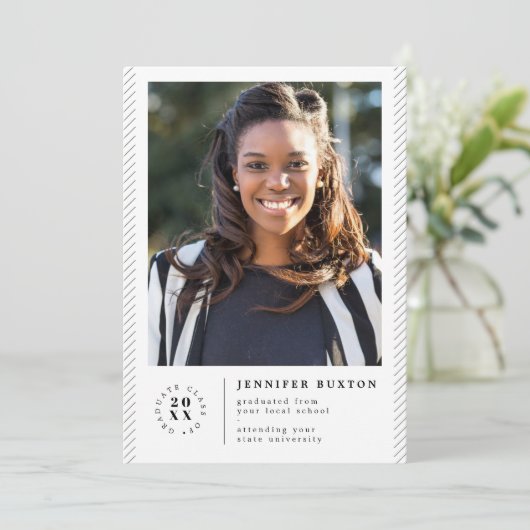 Carte de Faire-part de diplôme photo moderne (Debout devant)