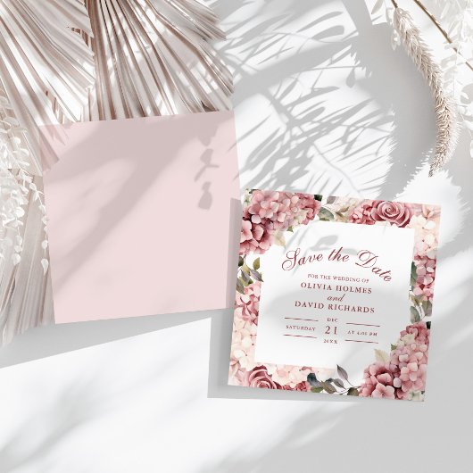 Carte de faire-part de Dusty Rose Hydrangea