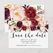 Carte de faire-part de Florale Bourgogne Marsala (Devant / Derrière)