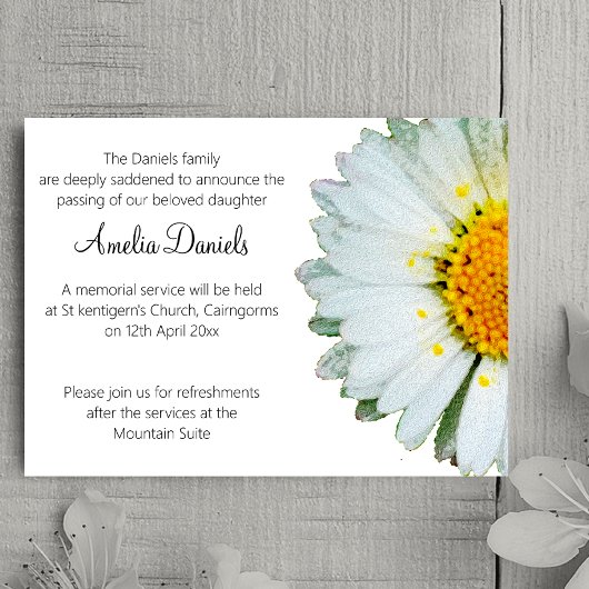 Carte de faire-part de funérailles Wild Daisy