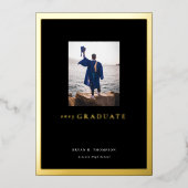 Carte de Faire-part de graduation Black Bold Gold  (Recto)
