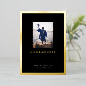 Carte de Faire-part de graduation Black Bold Gold  (Debout devant)