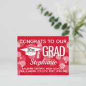 Carte de Faire-part de Graduation Budget Red Bubbl (Debout devant)