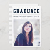 Carte de faire-part de graduation moderne et en gr (Devant / Derrière)