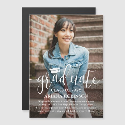 Carte de Faire-part de graduation moderne photo ma (Devant / Derrière)