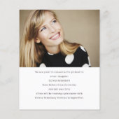 Carte de Faire-part de graduation photo de script (Dos)